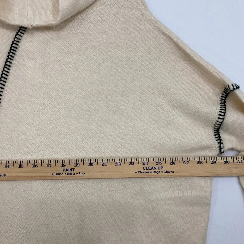 New‎ BKE XL Cream Black Turtle Neck Soft Relaxed Artsy Asymmetric Sweater